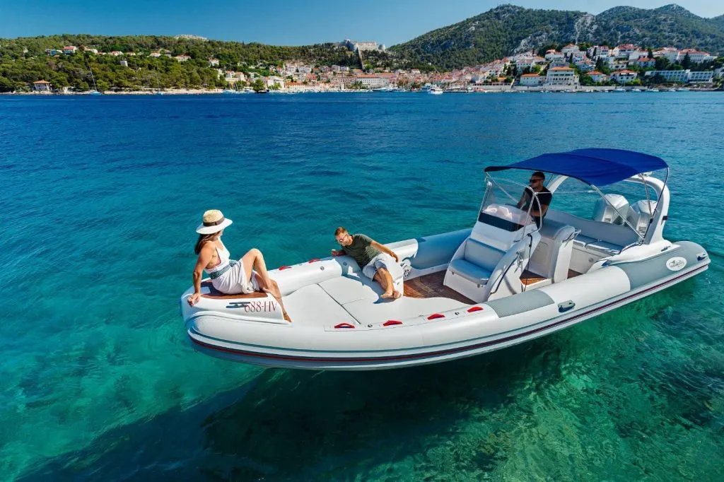 Enjoying views with a rubber boat