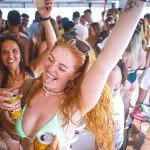 Girl partying on a boat
