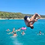 Jumping into the water