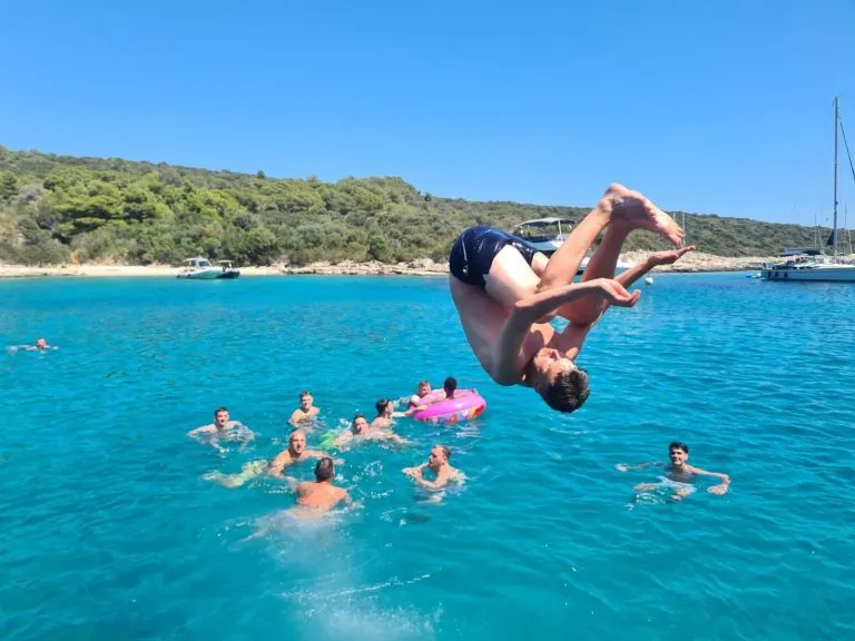 Jumping into the water