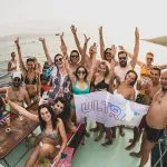Party people on a boat